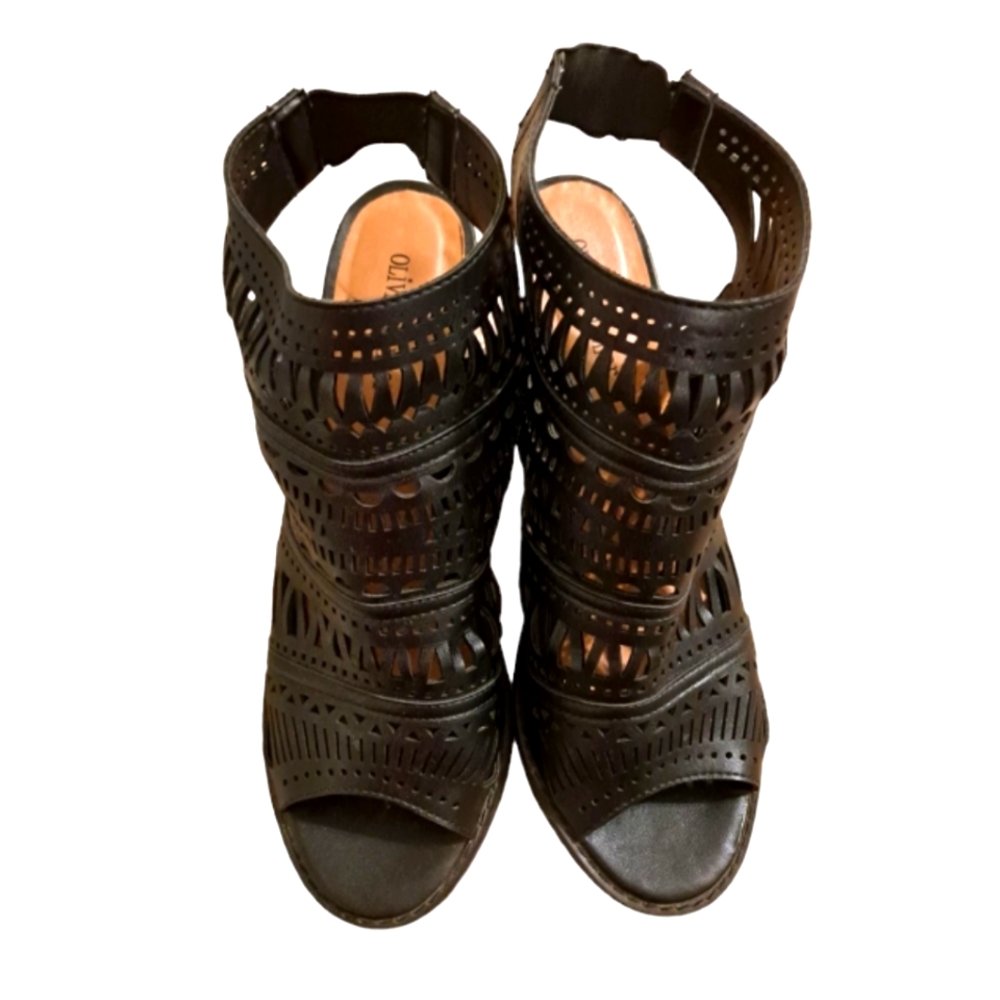 Olivia Miller Sandal Booties Size 8.5 Black
